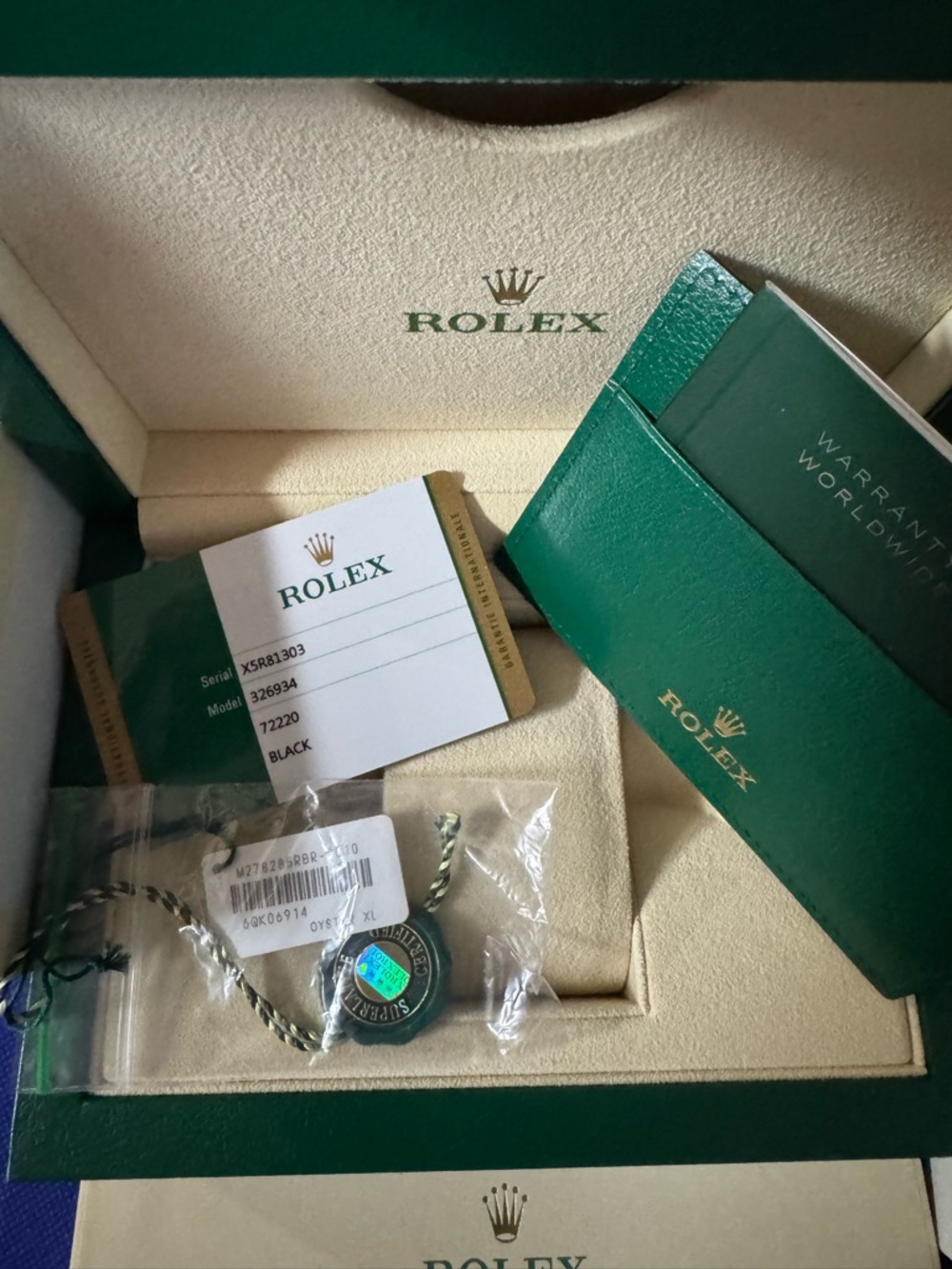 Rolex 💯% Authentic empty presentation storage box with booklets, card, case, bag